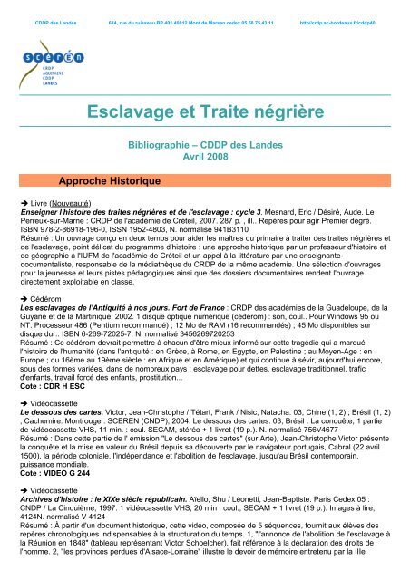 Esclavage et Traite négrière - Académie de Bordeaux