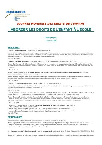 ABORDER LES DROITS DE L'ENFANT À L'ÉCOLE