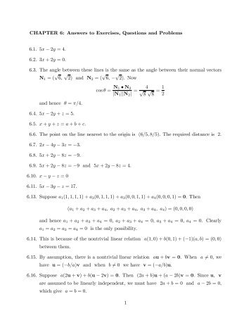CHAPTER 6: Answers to Exercises, Questions and Problems 6.1. 5x ...