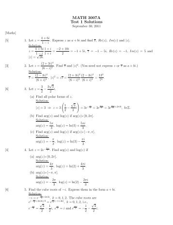 MATH 3007A Test 1 Solutions