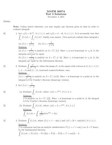 MATH 3007A Test 3 Solutions