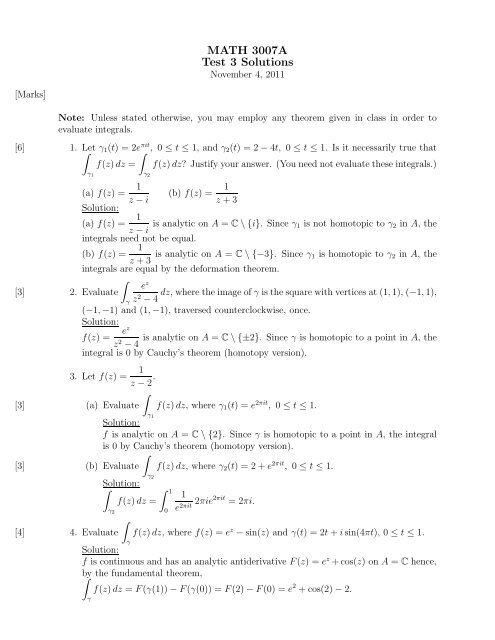 MATH 3007A Test 3 Solutions