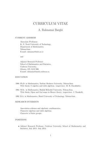 CURRICULUM VITAE - Carleton University