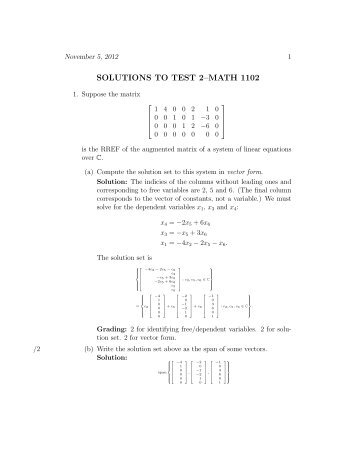 SOLUTIONS TO TEST 2–MATH 1102