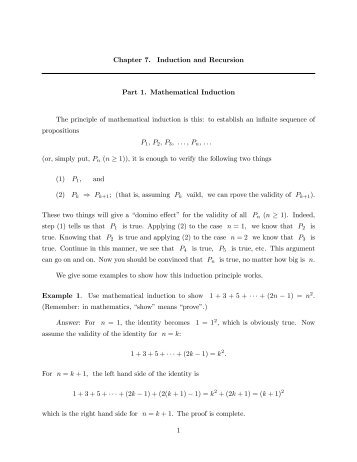 Chapter 7. Induction and Recursion Part 1. Mathematical Induction ...