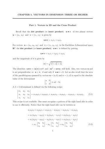 CHAPTER 5. VECTORS IN DIMENSION THREE OR HIGHER Part 1 ...