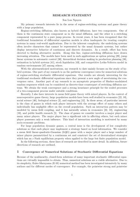 Research Statement - Carleton University