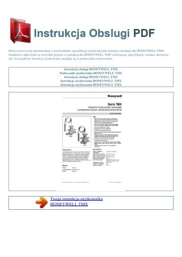 Instrukcja obsługi HONEYWELL TMX - INSTRUKCJA OBSLUGI PDF