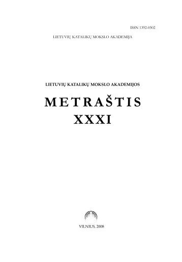 METRAŠTIS XXXI - Lietuvių katalikų mokslo akademija