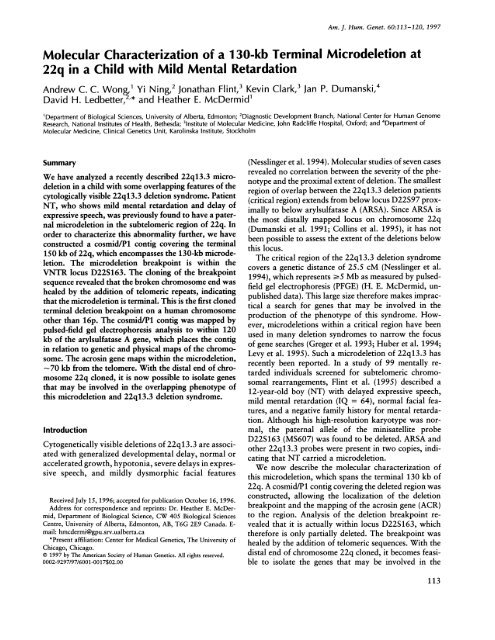 Molecular Characterization of a 130-kb Terminal ... - ResearchGate