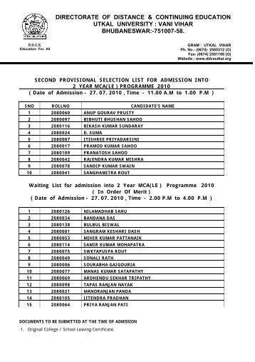 vani vihar bhubaneswar:-751007-58. - DDCE, Utkal University ...