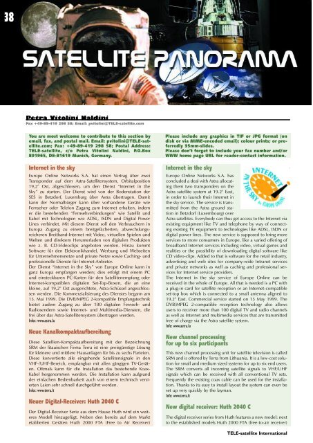 TELE INTERNATIONAL - TELE-satellite International Magazine