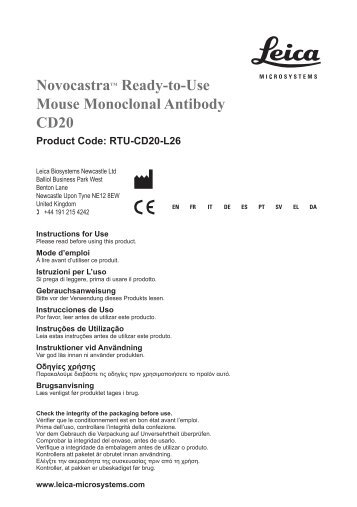 Novocastratm Ready-to-Use Mouse Monoclonal Antibody CD20