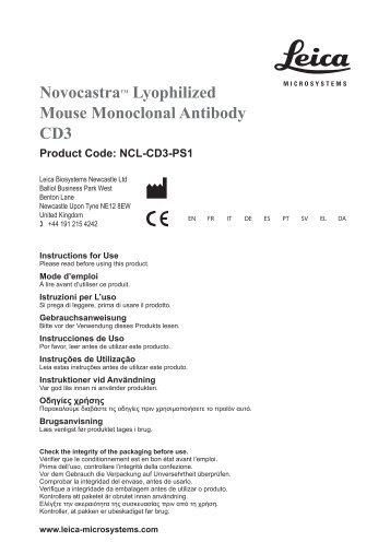 Novocastratm Lyophilized Mouse Monoclonal Antibody CD3