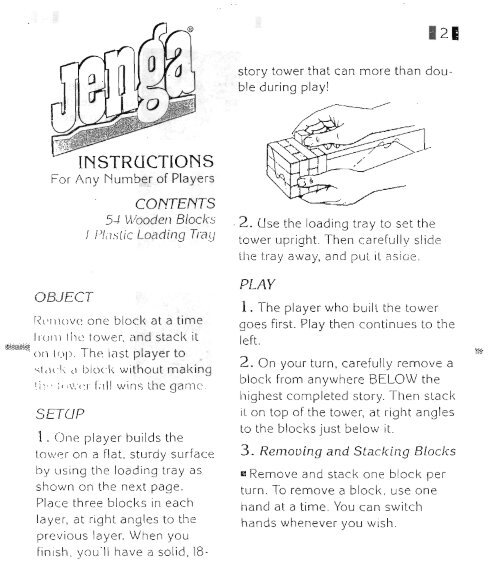 Jenga 1995 Instructions