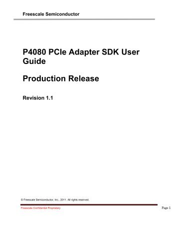 P4080 PCIe Adapter SDK User Guide Production Release