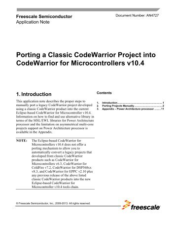 Porting a Classic CodeWarrior Project into CodeWarrior for ...