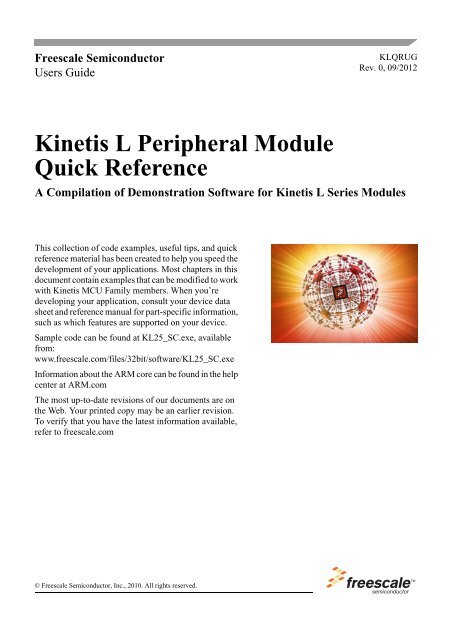 KLQRUG, Kinetis L Peripheral Module Quick Reference - User Guide
