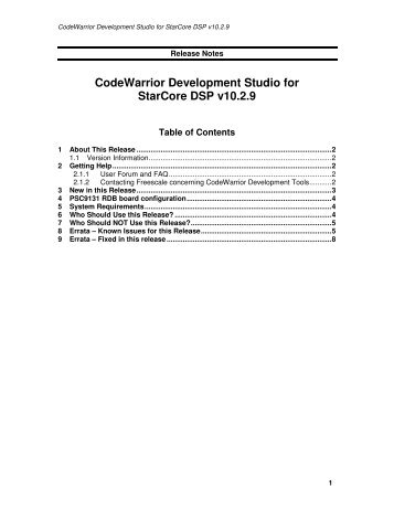 CodeWarrior Development Studio for StarCore DSP v10.2.9
