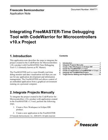 Integrating FreeMASTER-Time Debugging Tool with CodeWarrior ...