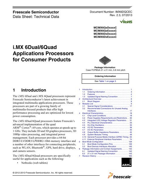 i.MX 6Dual/6Quad Applications Processor Data Sheet - Freescale ...