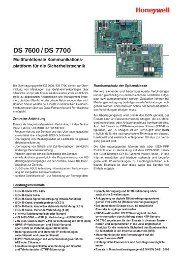 DS 7600 / DS 7700 - Honeywell Security Deutschland