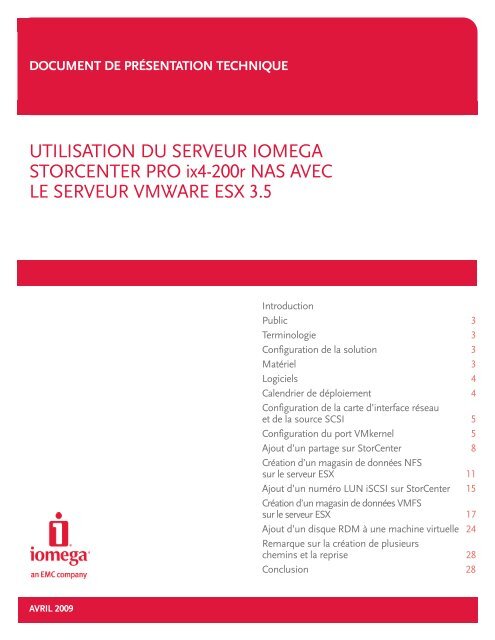 UTILISATION DU SERVEUR IOMEGA STORCENTER PRO ix4-200r ...