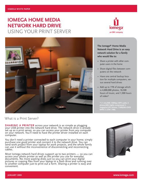 iomega home media network hard drive using your print server
