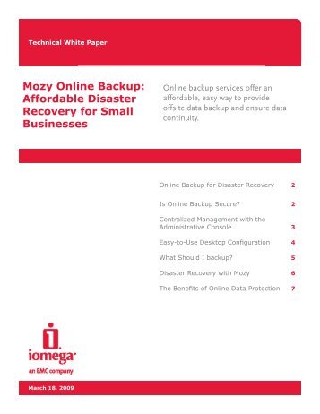 Mozy Online Backup: Affordable Disaster Recovery for ... - Iomega