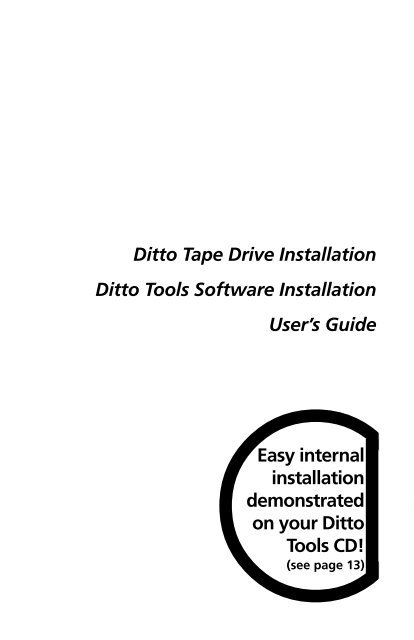 Ditto Tape Drive Installation Ditto Tools Software Installation ... - MCbx