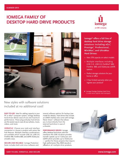 IOMEGA FAMILY OF DESKTOP HARD DRIVE PRODUCTS