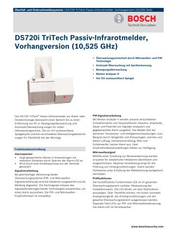 DS720i TriTech Passiv-Infrarotmelder, Vorhangversion (10,525 GHz)