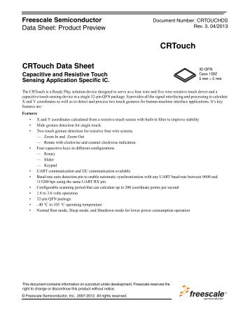 CRTouch Data Sheet - Freescale Semiconductor