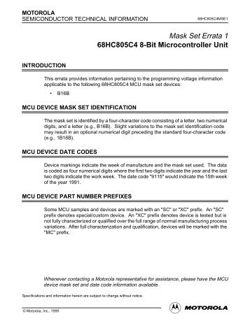 Mask Set Errata 1 - Freescale Semiconductor