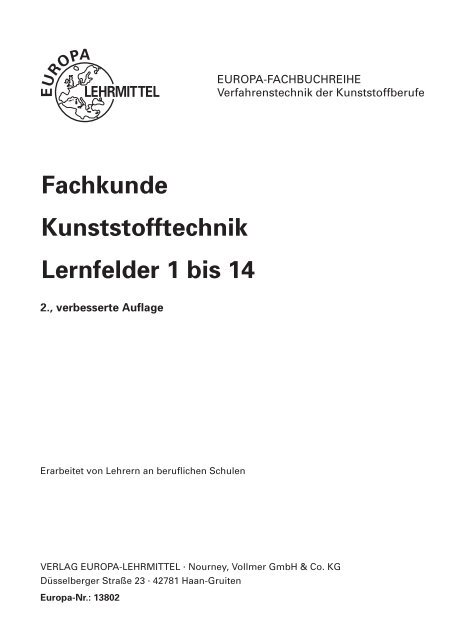 Fachkunde Kunststofftechnik Lernfelder 1 bis 14