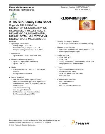 KL05 Sub-Family Data Sheet - Freescale Semiconductor