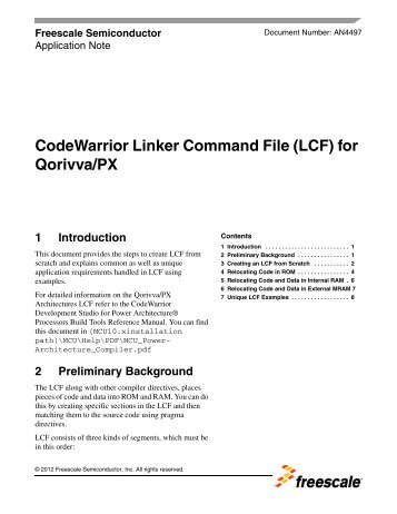 CodeWarrior Linker Command File (LCF) - Freescale Semiconductor