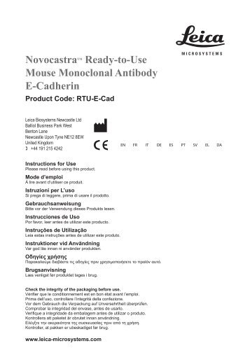 Novocastratm Ready-to-Use Mouse Monoclonal Antibody E-Cadherin