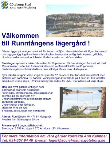 Välkommen till Runntångens lägergård ! - Göteborg