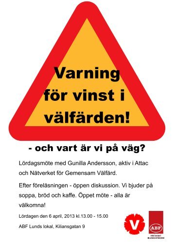 Varning för vinst i välfärden! - ABF