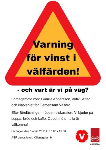 Varning för vinst i välfärden! - ABF