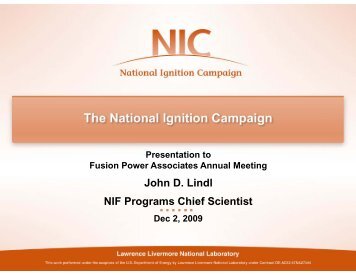 The National Ignition Campaign