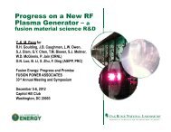 Progress on a New RF Plasma Generator – a