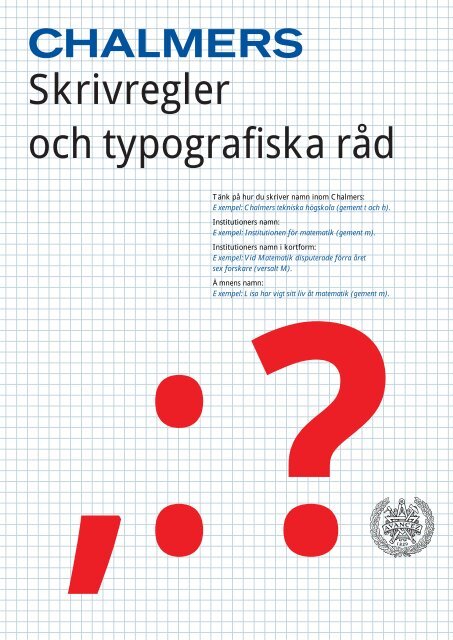 Löpande text. - Chalmers tekniska högskola
