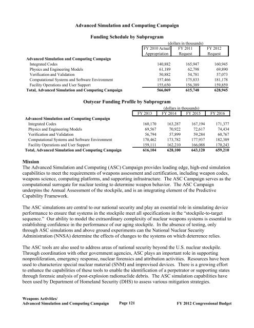 Department of Energy FY 2012 Congressional ... - The FIRE Place