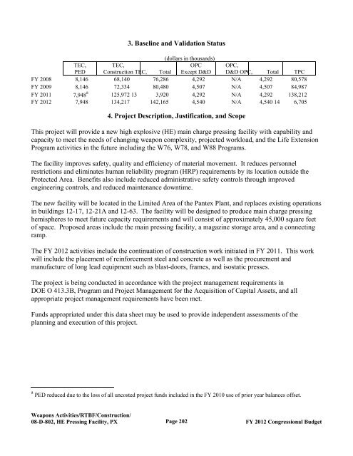 Department of Energy FY 2012 Congressional ... - The FIRE Place