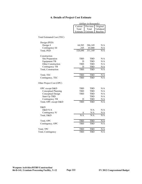 Department of Energy FY 2012 Congressional ... - The FIRE Place