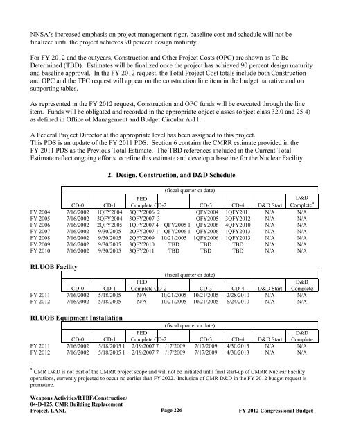 Department of Energy FY 2012 Congressional ... - The FIRE Place