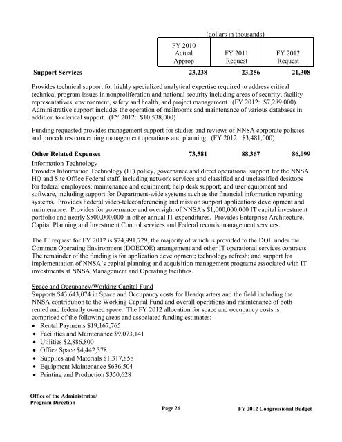 Department of Energy FY 2012 Congressional ... - The FIRE Place