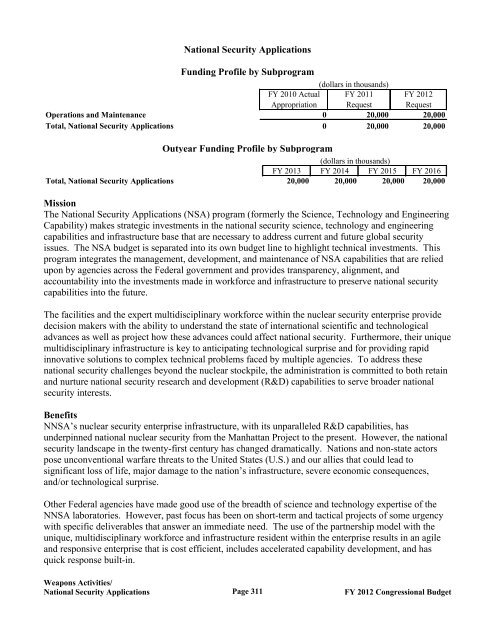 Department of Energy FY 2012 Congressional ... - The FIRE Place